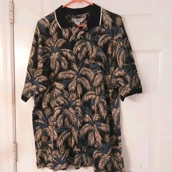HIBISCUS HAWAII Men's Size XL Polo Shirt Black Floral 100% Cotton. - Picture 1 of 5
